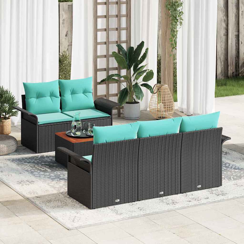 Gartensofa-Set Mit Kissen 6 Pcs Poly-Rattan