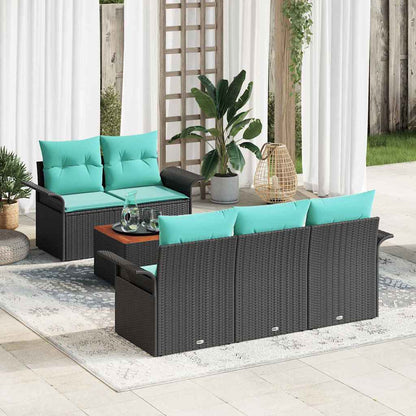 Gartensofa-Set Mit Kissen 6 Pcs Poly-Rattan