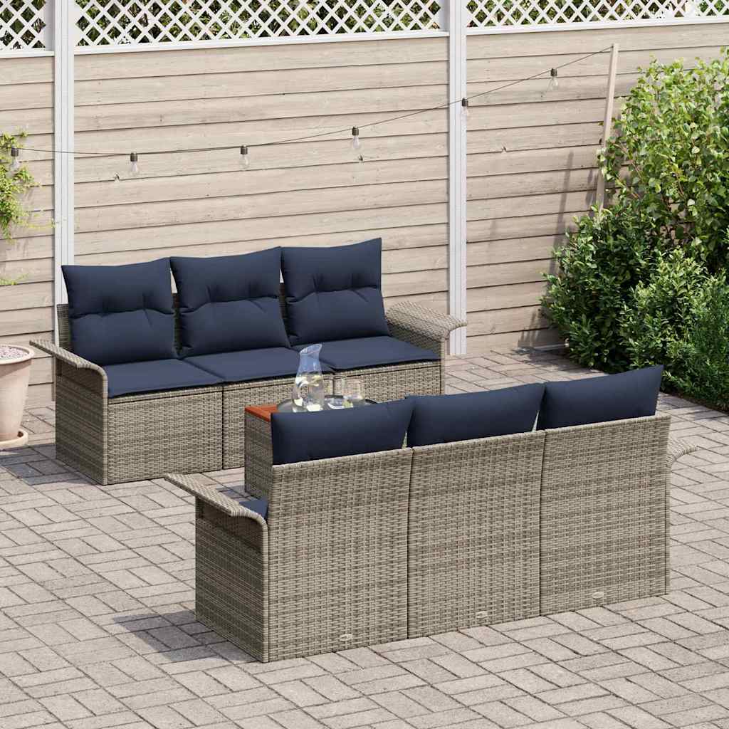 Gartensofa-Set Mit Kissen 7 Pcs Poly-Rattan