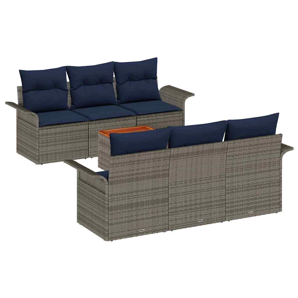 Gartensofa-Set Mit Kissen 7 Pcs Poly-Rattan