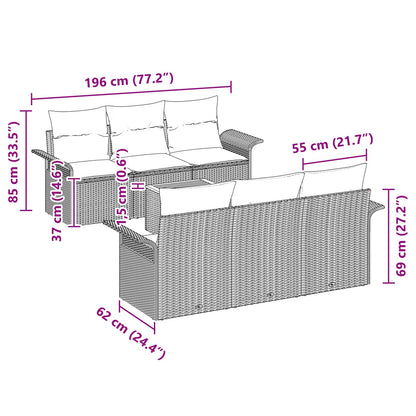 Gartensofa-Set Mit Kissen 7 Pcs Poly-Rattan