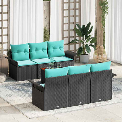 Gartensofa-Set Mit Kissen 7 Pcs Poly-Rattan