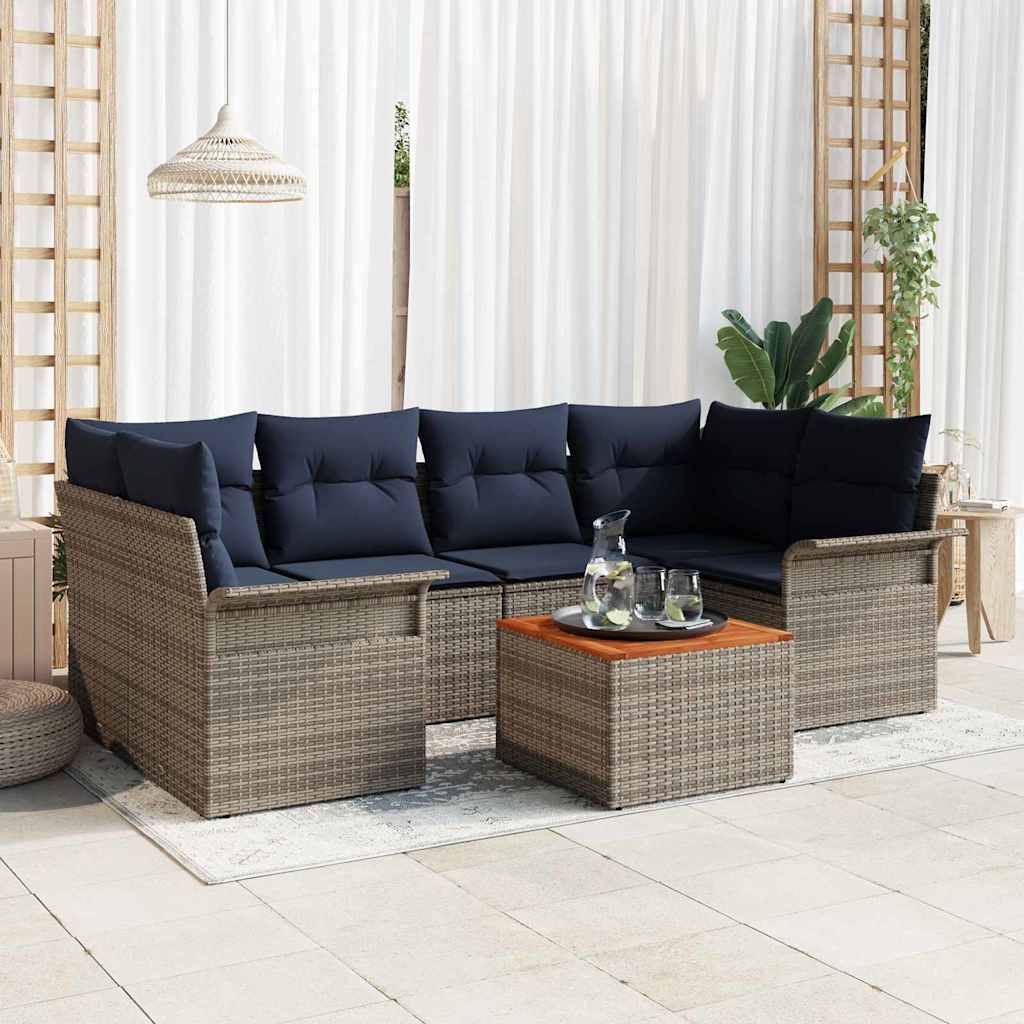 Gartensofa-Set Mit Kissen 7 Pcs Poly-Rattan