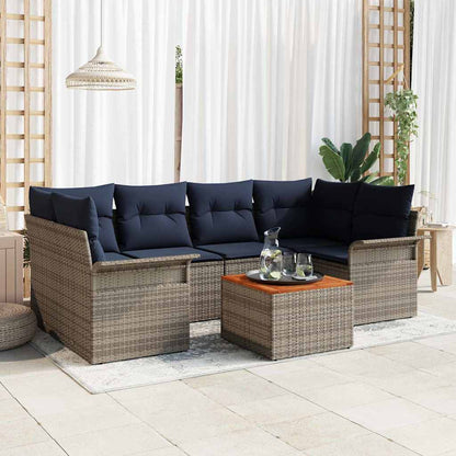 Gartensofa-Set Mit Kissen 7 Pcs Poly-Rattan