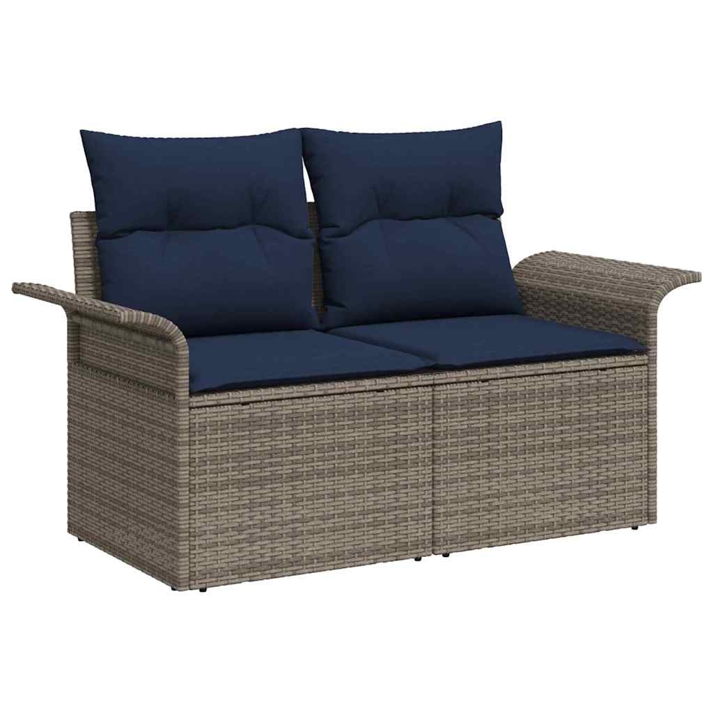 Gartensofa-Set Mit Kissen 7 Pcs Poly-Rattan