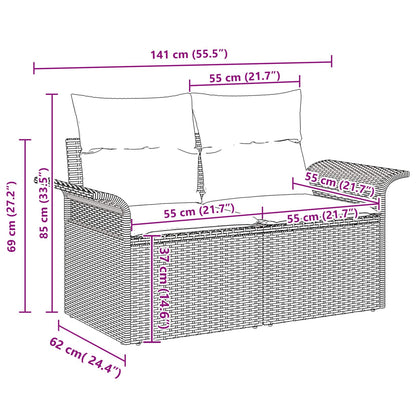 Gartensofa-Set Mit Kissen 7 Pcs Poly-Rattan