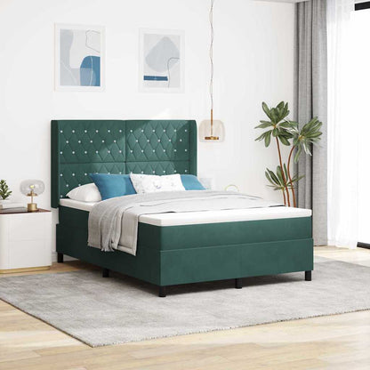 Boxspringbett Mit Matratze & Led Samt Dunkelgrün