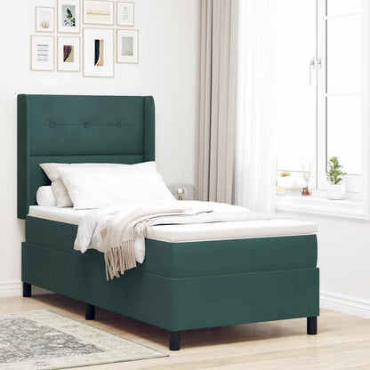 Boxspringbett Mit Matratze & Led Samt Dunkelgrün