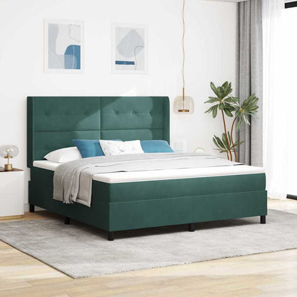 Boxspringbett Mit Matratze & Led Samt Dunkelgrün