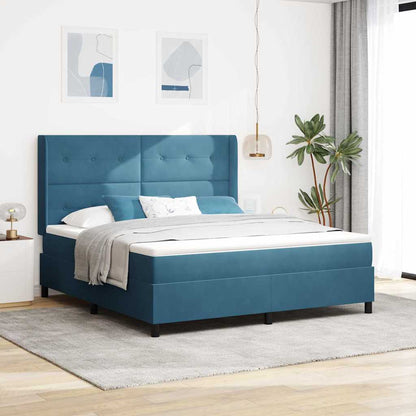 Boxspringbett Mit Matratze & Led Samt Dunkelblau