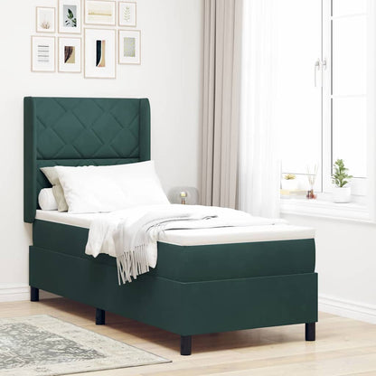 Boxspringbett Mit Matratze & Led Samt Dunkelgrün