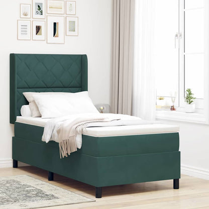 Boxspringbett Mit Matratze & Led Samt Dunkelgrün