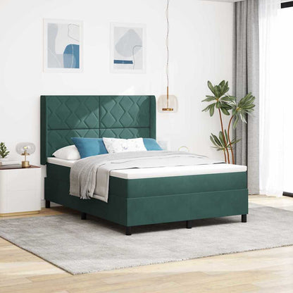 Boxspringbett Mit Matratze & Led Samt Dunkelgrün
