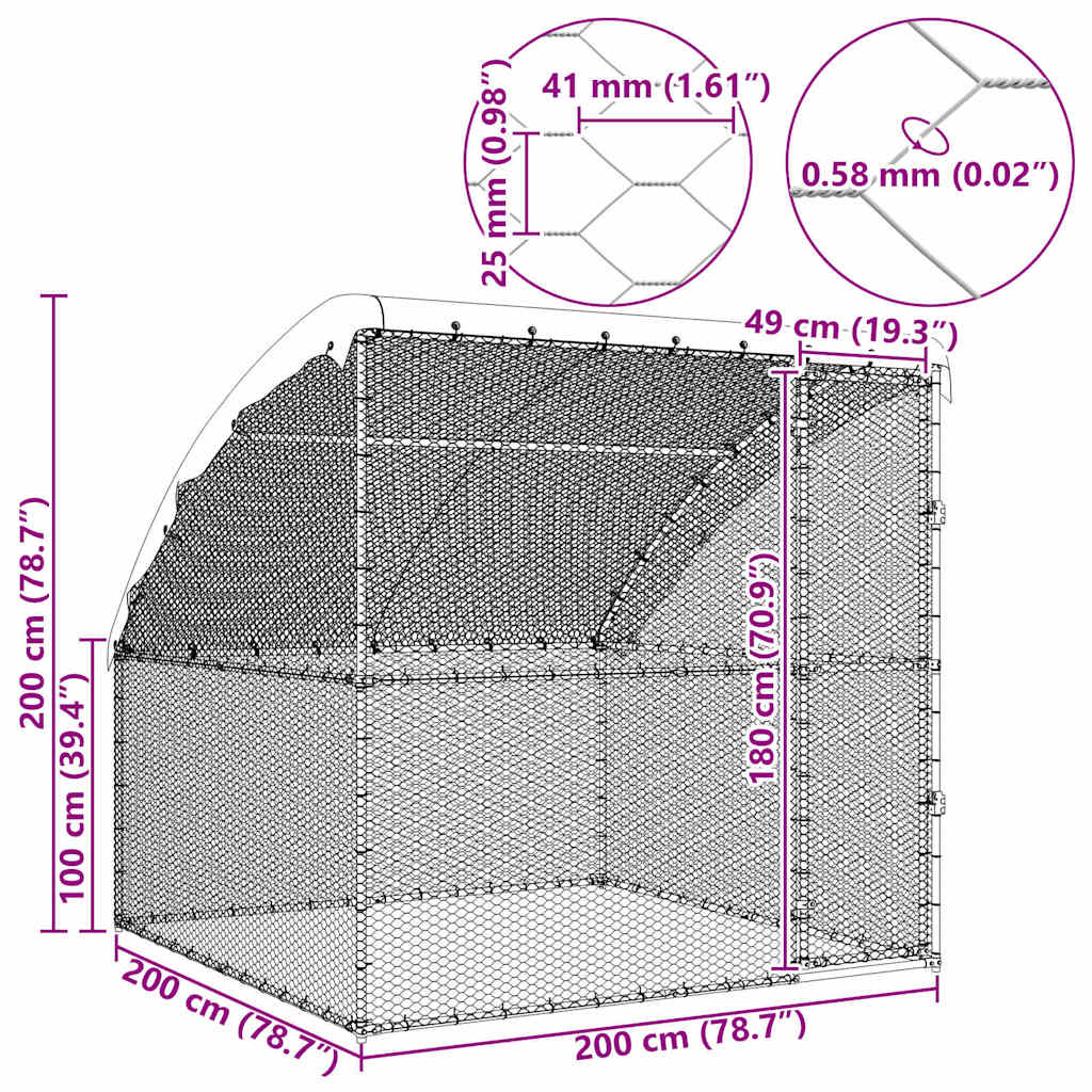 Hühnerkäfig Silber 2 X 2 X 2 M Verzinkter Stahl