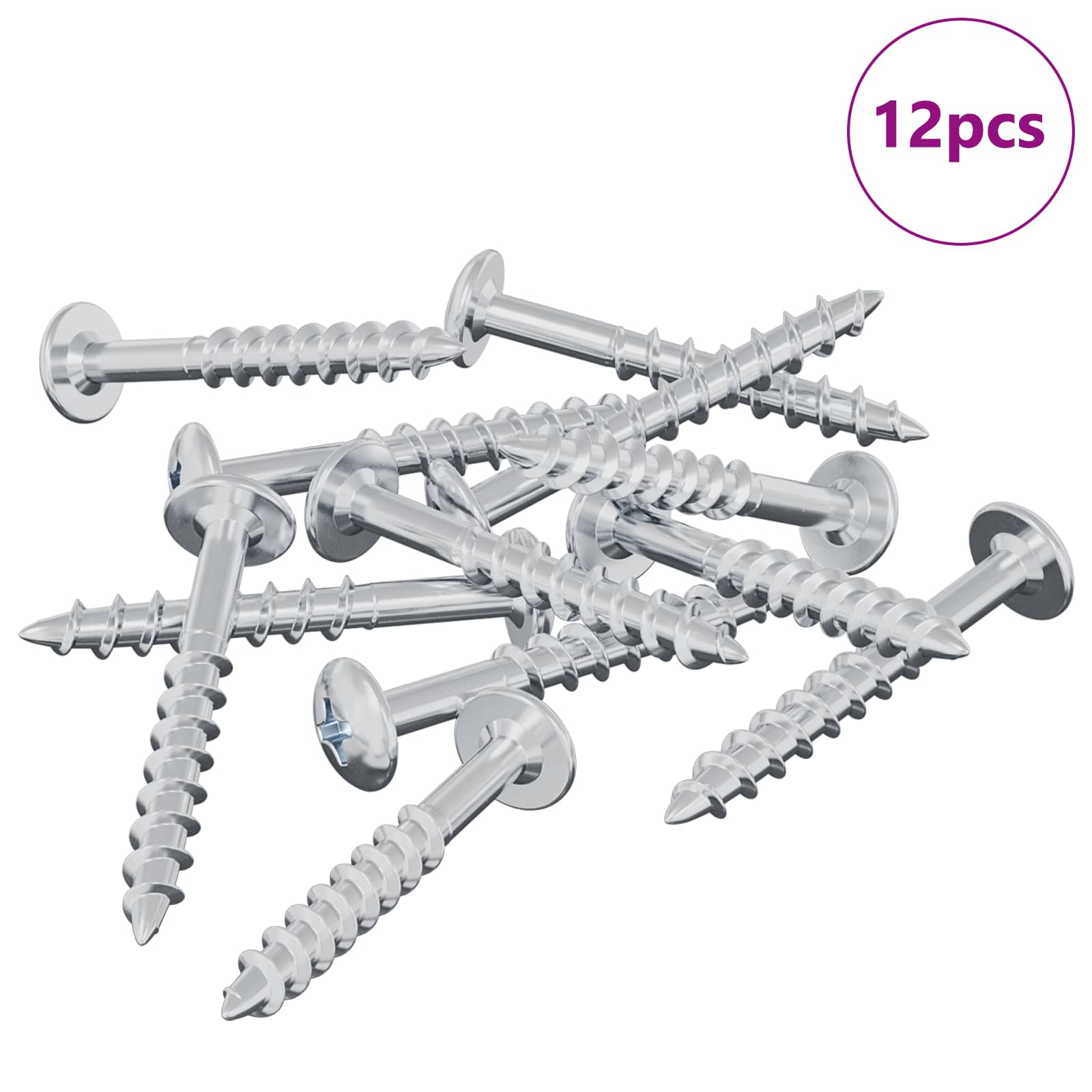 Schraube 12 Pcs Silber 9,8 X 35 Mm Eisen