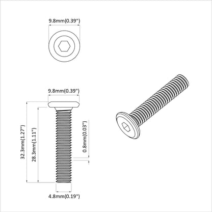 Schraube 2 Pcs Silber 5 X 30 Mm Eisen