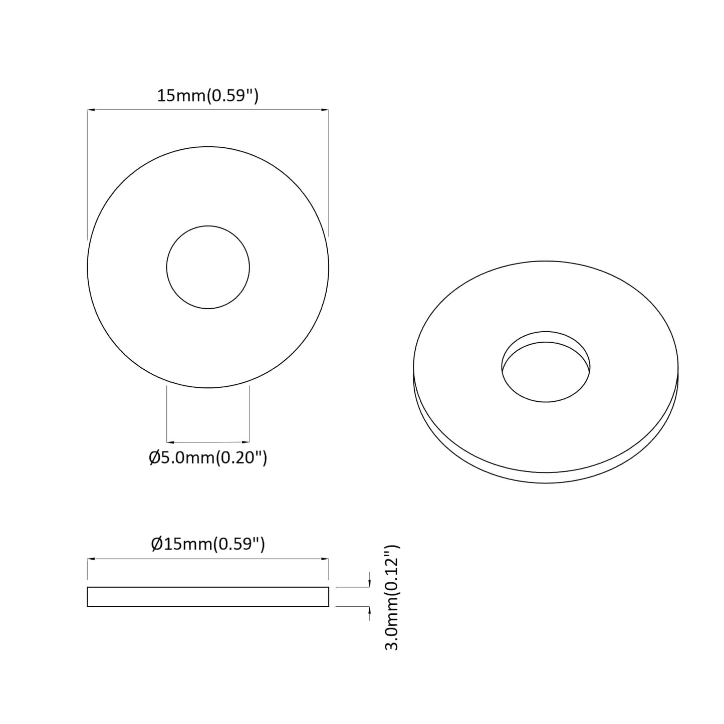Geeignet Für Flachscheiben 2 Pcs Schwarz 15 X 3 Mm