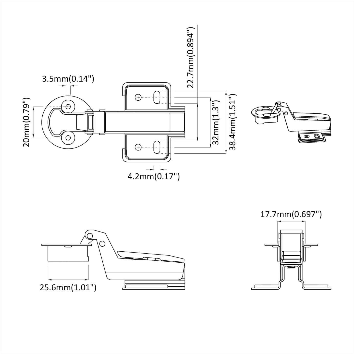 Scharnier 123 Pcs Silber 35 Mm Eisen