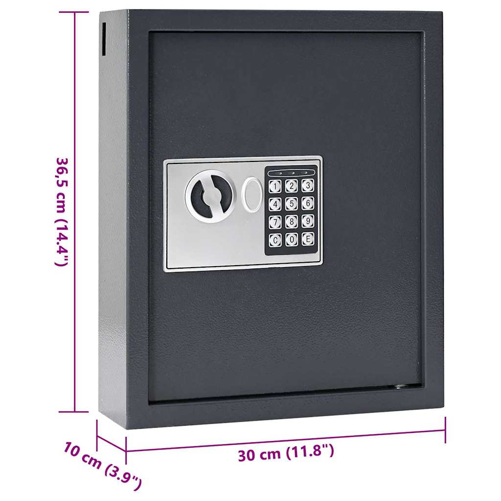 Digitaler Safe Mit Schloss Dunkelgrau 30 X 10 X 36,5 Cm Stahl