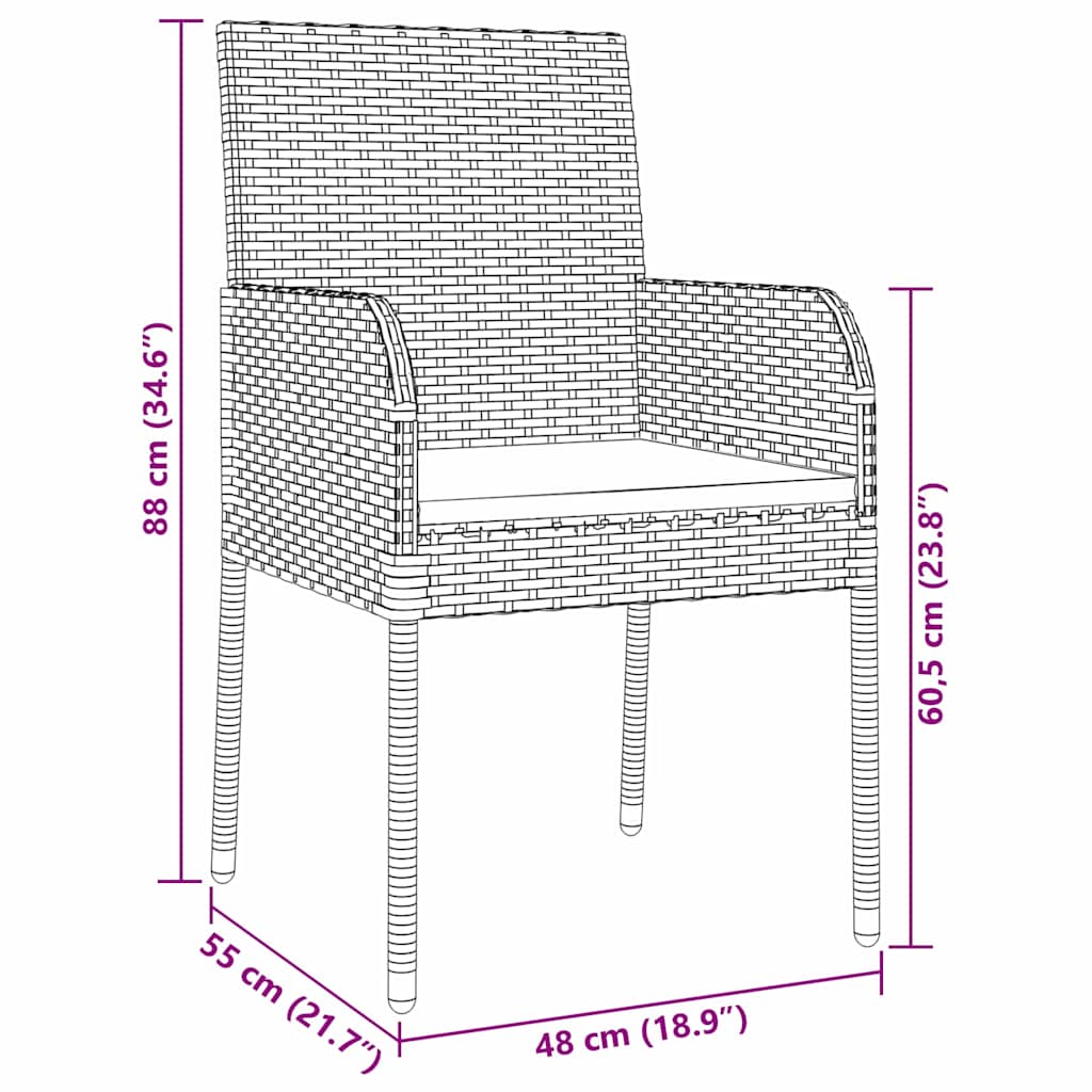 Garten Essgruppe Mit Kissen 3 Pcs Poly-Rattan