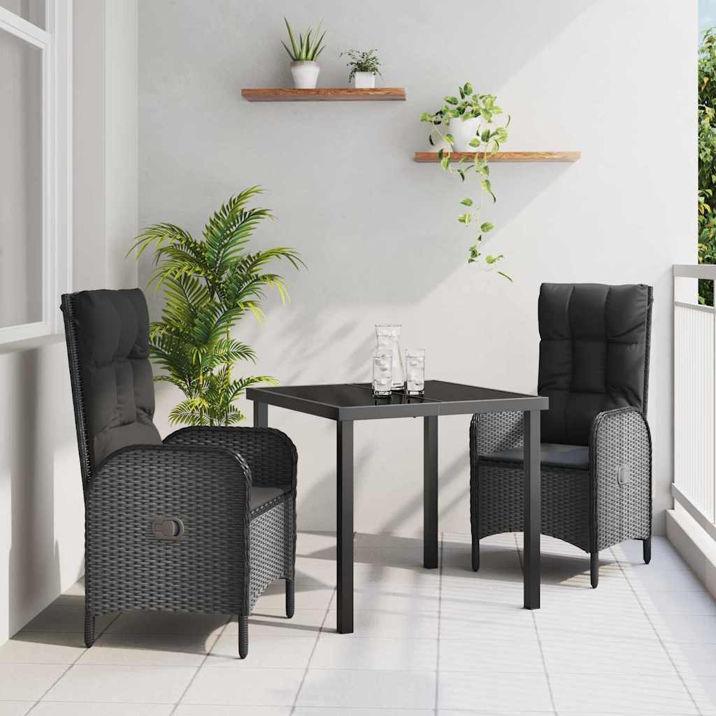 Garten Essgruppe Mit Kissen 5 Pcs Schwarz Poly-Rattan