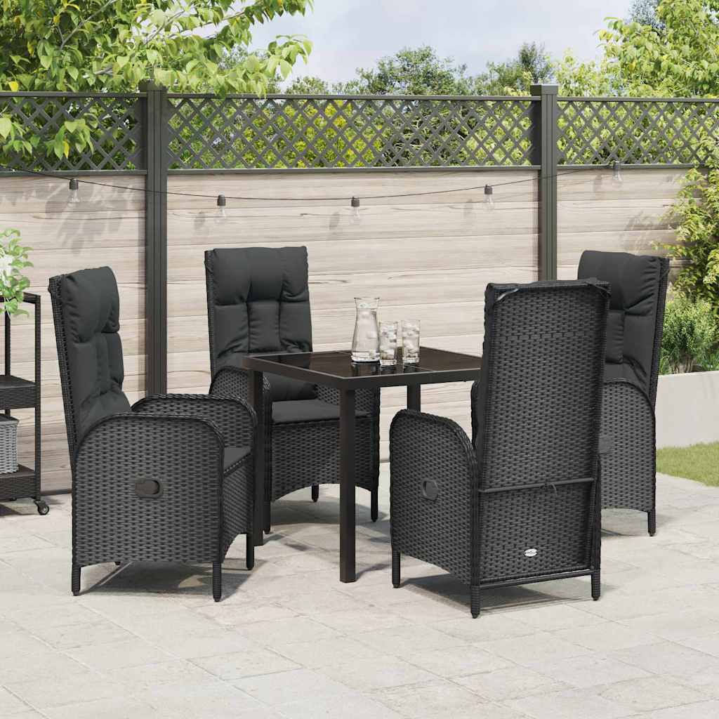 Garten Essgruppe Mit Kissen 5 Pcs Schwarz Poly-Rattan