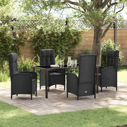 Garten Essgruppe Mit Kissen 5 Pcs Schwarz Poly-Rattan