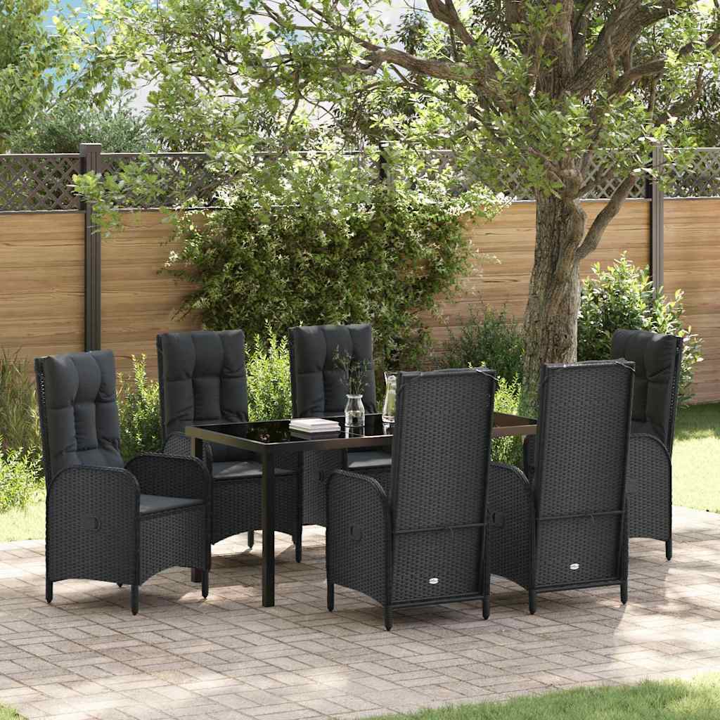 Garten Essgruppe Mit Kissen 5 Pcs Schwarz Poly-Rattan