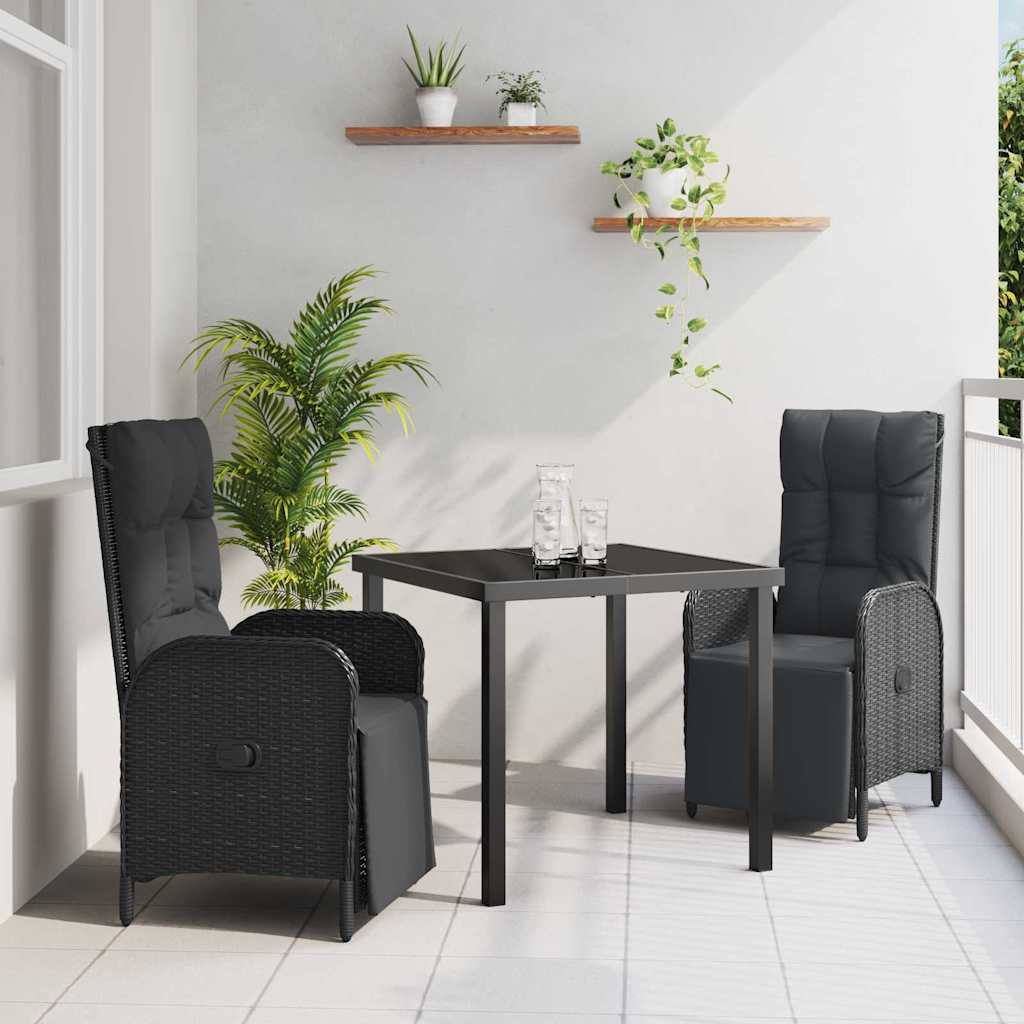 Garten Essgruppe Mit Kissen 5 Pcs Schwarz Poly-Rattan