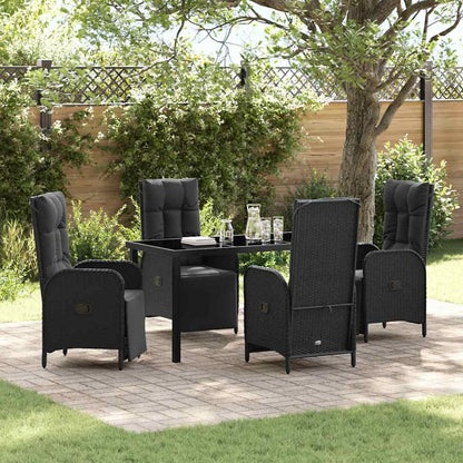Garten Essgruppe Mit Kissen 5 Pcs Schwarz Poly-Rattan