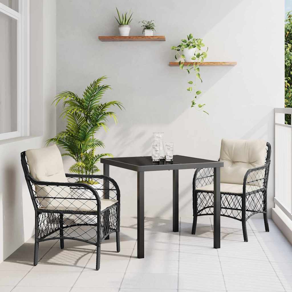 Garten Essgruppe Mit Kissen 3 Pcs Beige Poly-Rattan