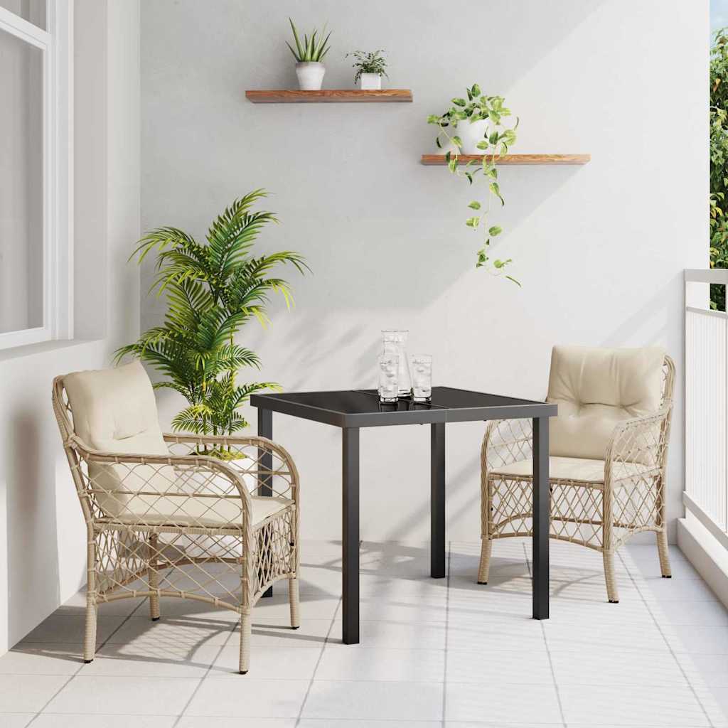 Garten Essgruppe Mit Kissen 3 Pcs Beige Poly-Rattan