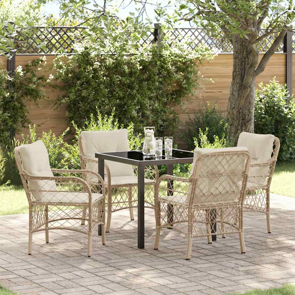 Garten Essgruppe Mit Kissen 3 Pcs Beige Poly-Rattan