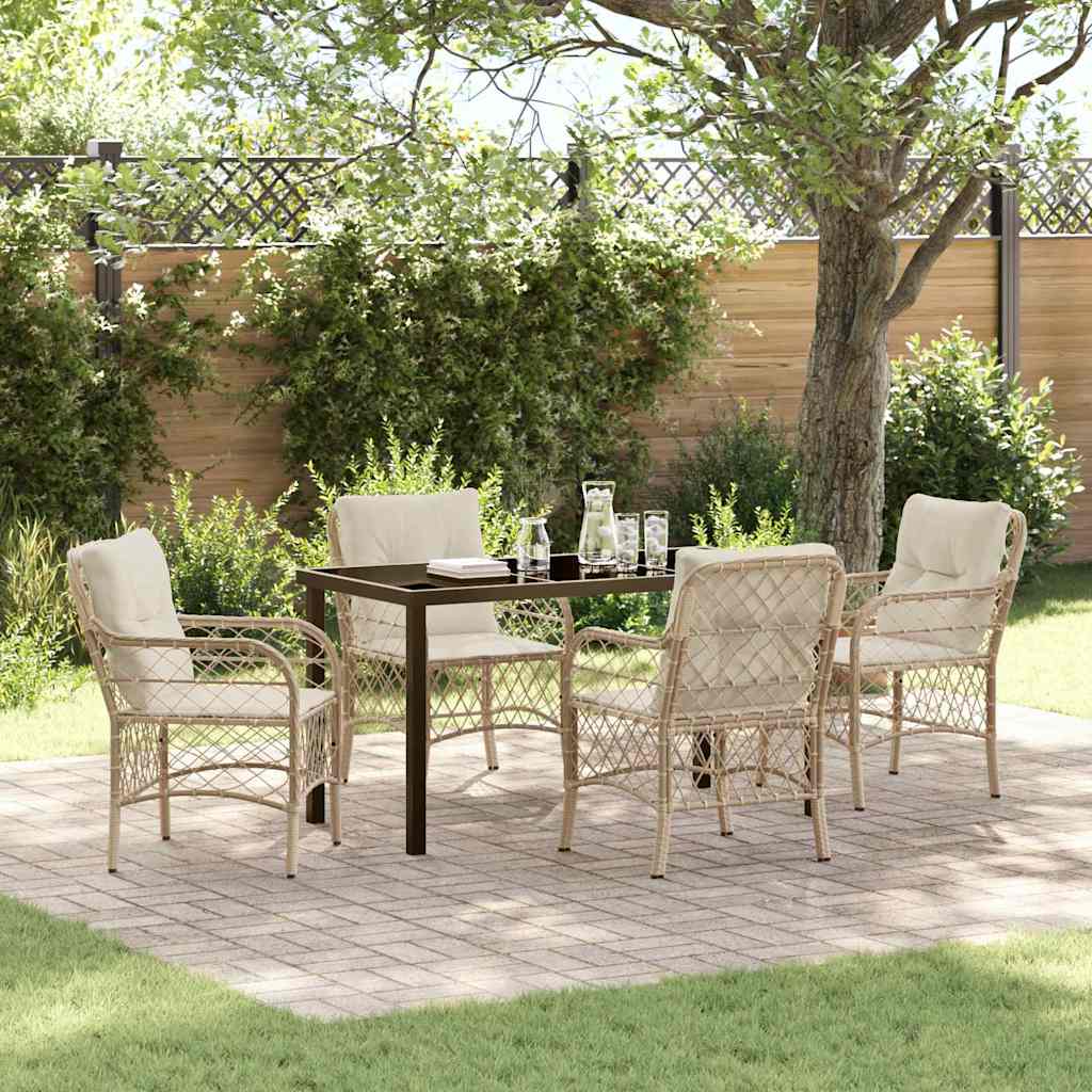 Garten Essgruppe Mit Kissen 3 Pcs Beige Poly-Rattan