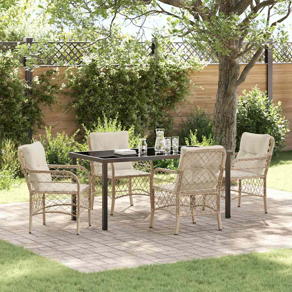 Garten Essgruppe Mit Kissen 3 Pcs Beige Poly-Rattan