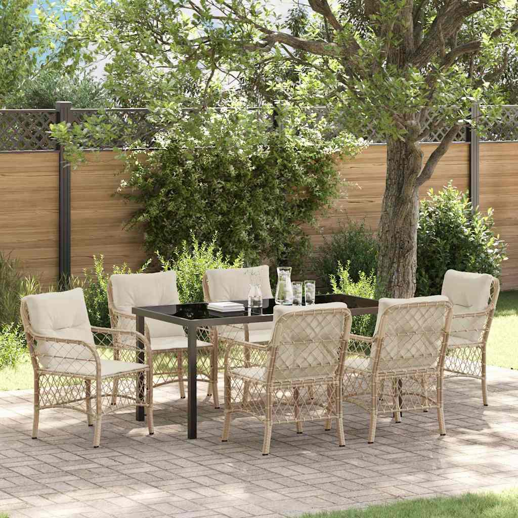 Garten Essgruppe Mit Kissen 3 Pcs Beige Poly-Rattan