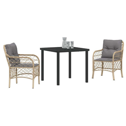 Garten Essgruppe Mit Kissen 3 Pcs Beige Poly-Rattan