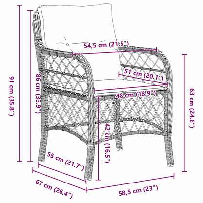 Garten Essgruppe Mit Kissen 3 Pcs Beige Poly-Rattan