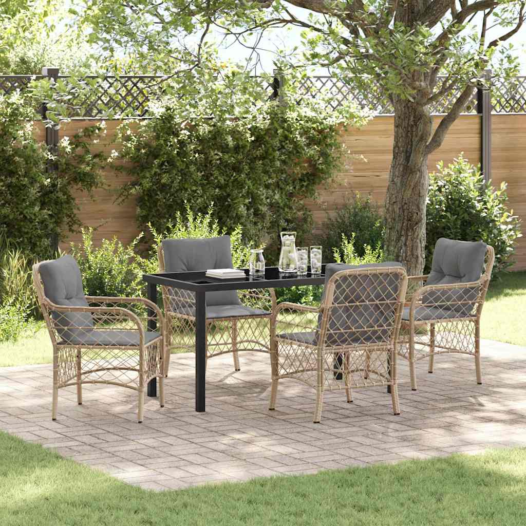 Garten Essgruppe Mit Kissen 3 Pcs Beige Poly-Rattan