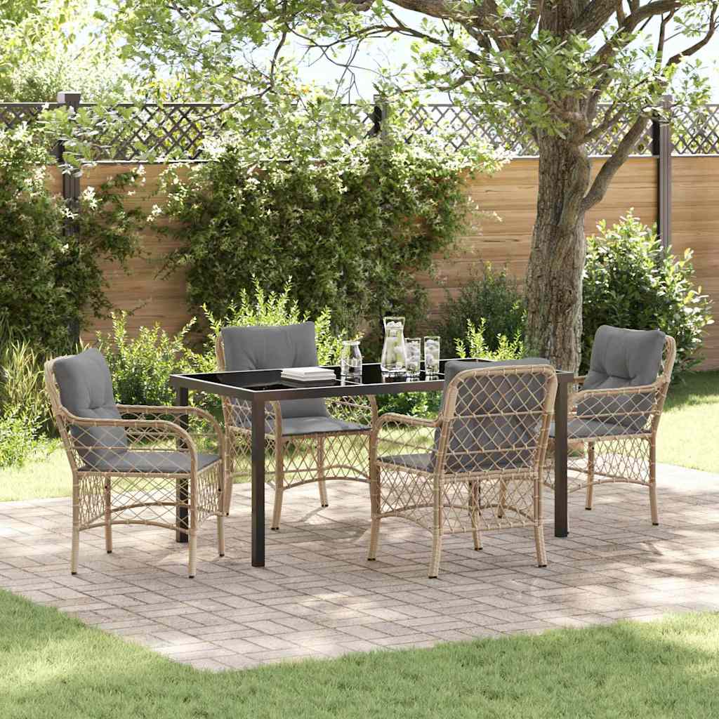 Garten Essgruppe Mit Kissen 3 Pcs Beige Poly-Rattan