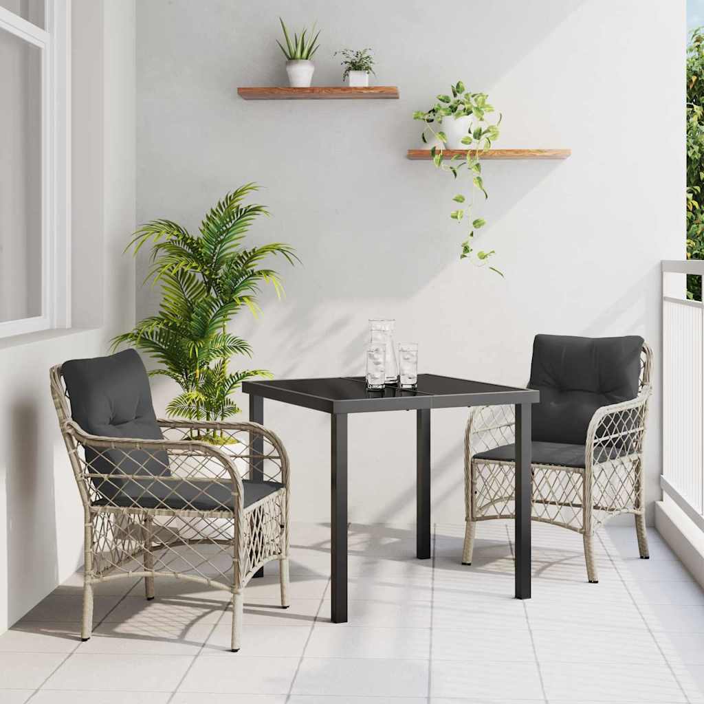 Garten Essgruppe Mit Kissen 3 Pcs Beige Poly-Rattan
