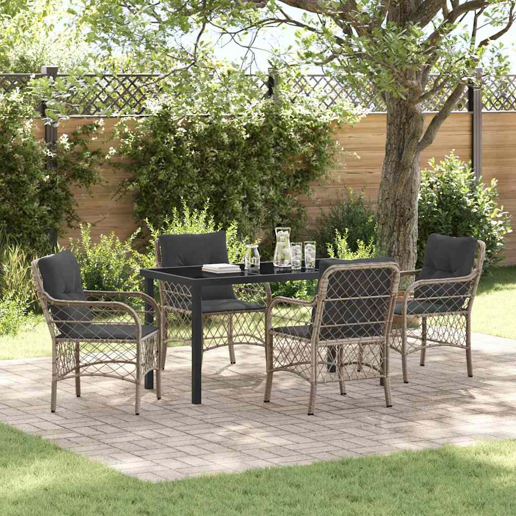 Garten Essgruppe Mit Kissen 3 Pcs Beige Poly-Rattan
