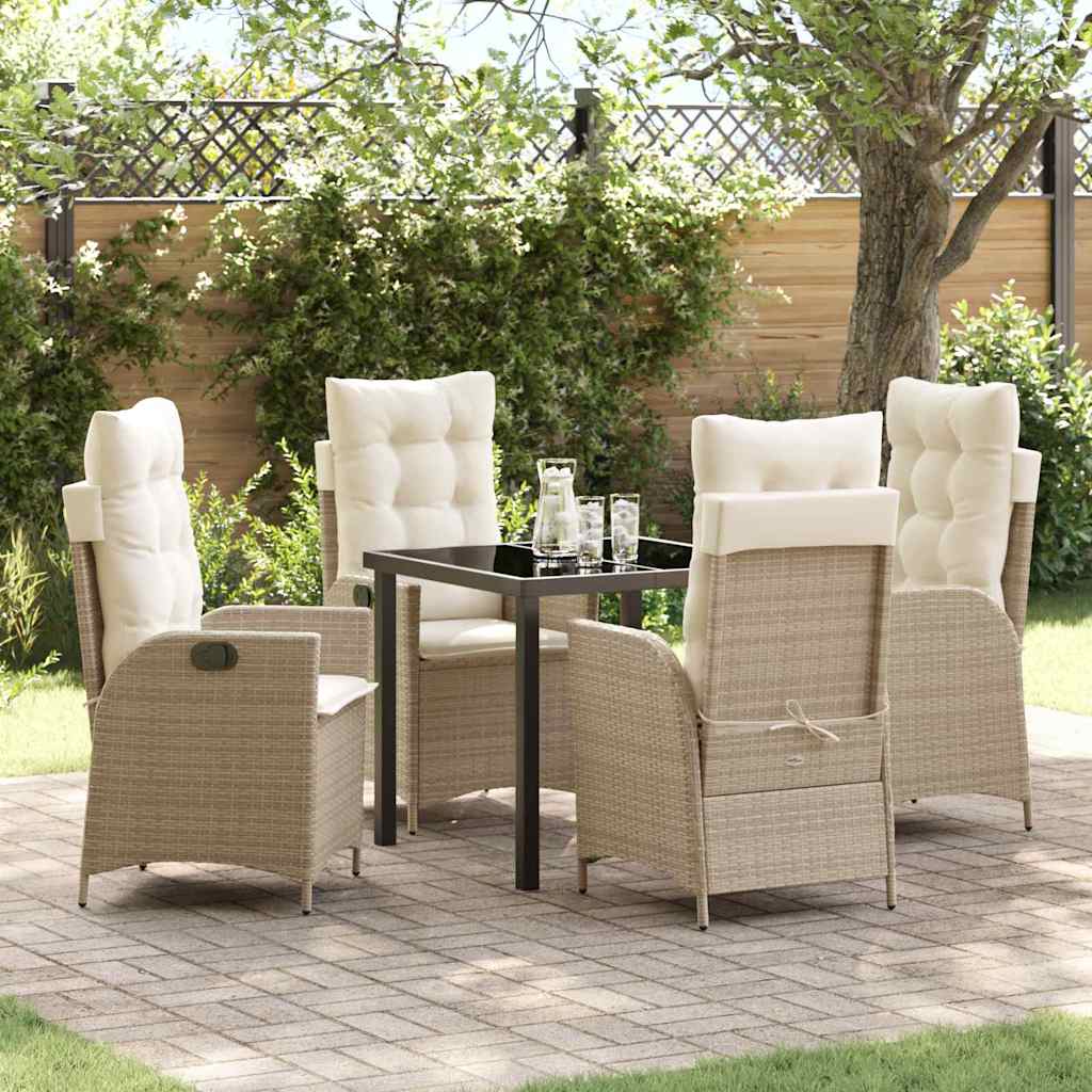 Garten Essgruppe Mit Kissen 5 Pcs Beige Poly-Rattan
