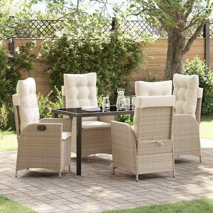 Garten Essgruppe Mit Kissen 5 Pcs Beige Poly-Rattan