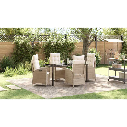 Garten Essgruppe Mit Kissen 5 Pcs Beige Poly-Rattan