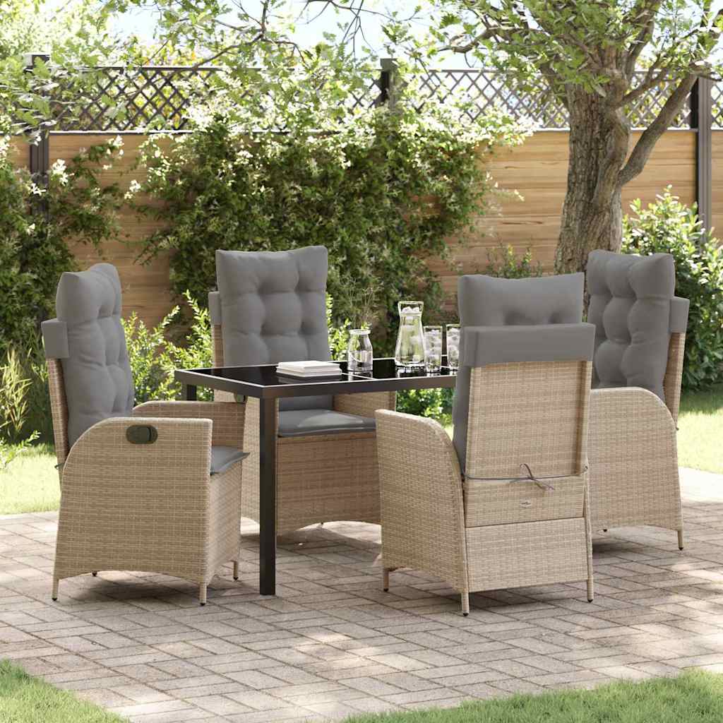 Garten Essgruppe Mit Kissen 5 Pcs Beige Poly-Rattan