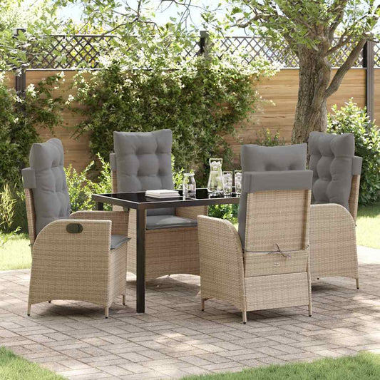 Garten Essgruppe Mit Kissen 5 Pcs Beige Poly-Rattan