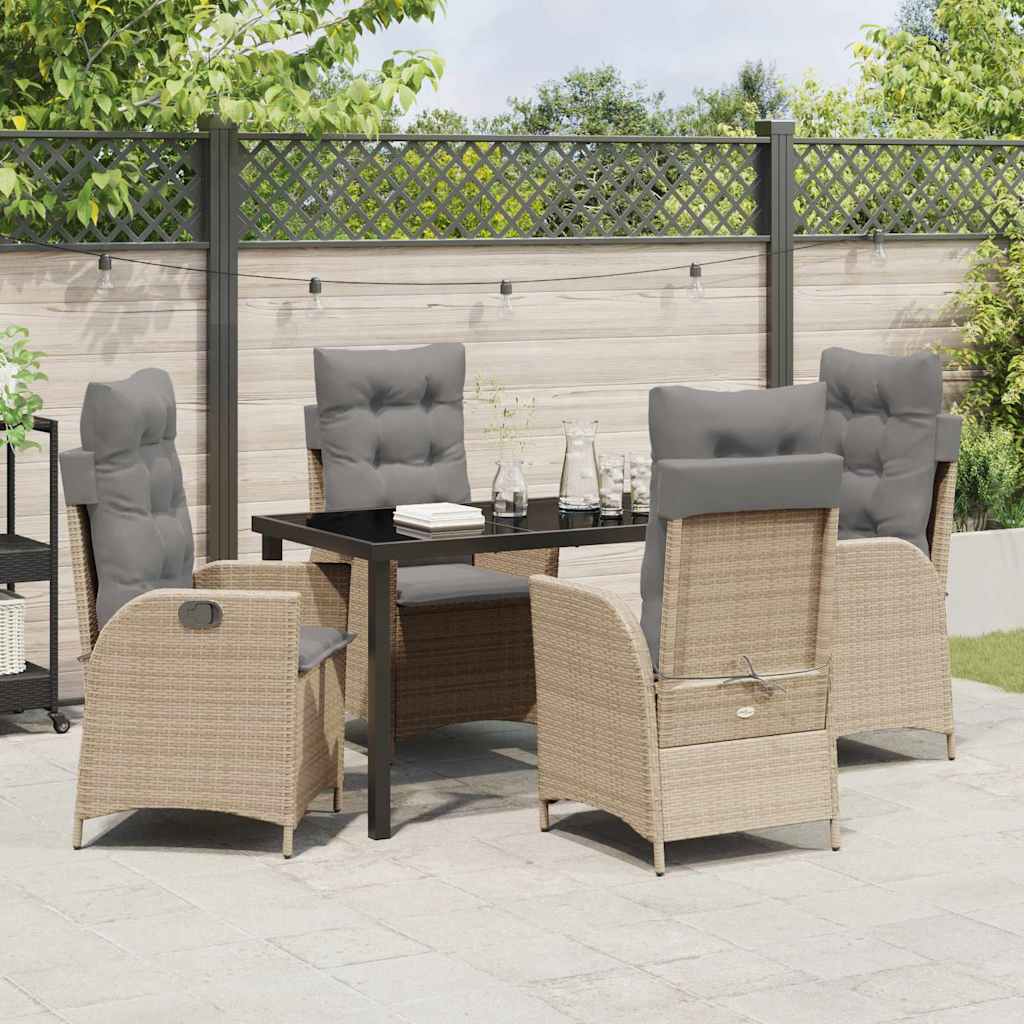 Garten Essgruppe Mit Kissen 5 Pcs Beige Poly-Rattan