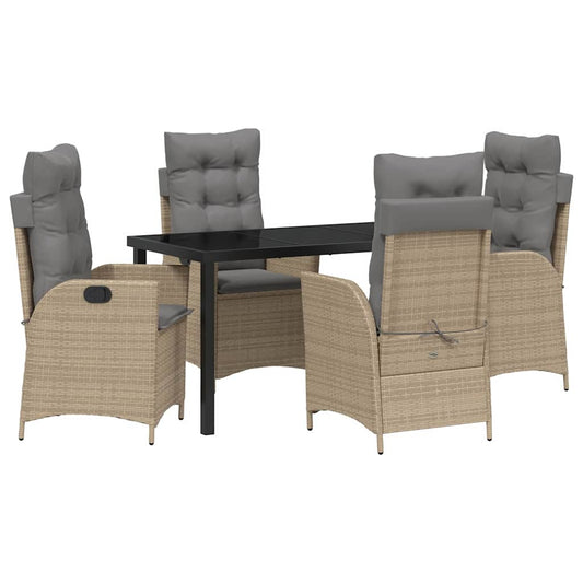 Garten Essgruppe Mit Kissen 5 Pcs Beige Poly-Rattan