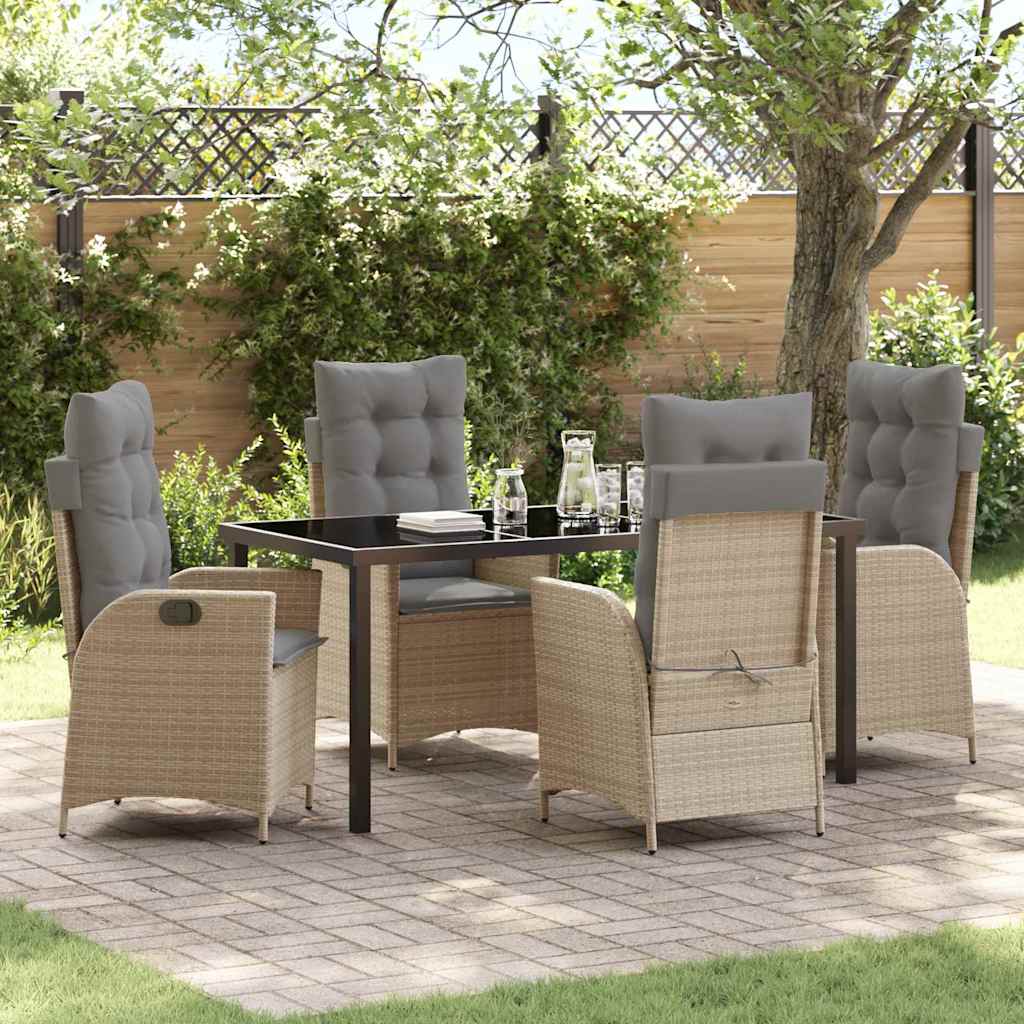 Garten Essgruppe Mit Kissen 5 Pcs Beige Poly-Rattan